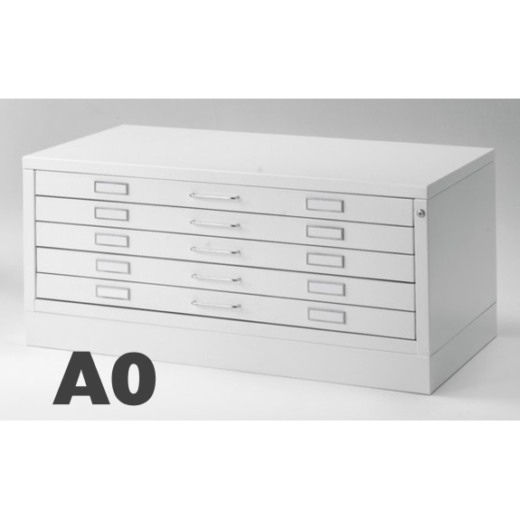Armoire à tiroirs PREMIUM A0 5 tiroirs Blanc Professionnel cm 144x96x54h-Lire la description