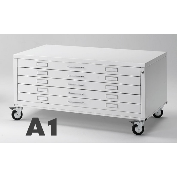 Cassettiera Portadisegni PREMIUM con ruote 5 Cassetti A1 Portadisegni Bianco componibile orizzontale cm 116x75.5x58h-Leggi tutto