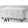 Cassettiera Portadisegni PREMIUM con ruote 5 Cassetti A1 Portadisegni Bianco componibile orizzontale cm 116x75.5x58h