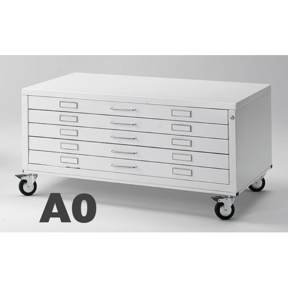 Cassettiera Portadisegni PREMIUM con RUOTE 5 Cassetti A0 Bianco cm 144x96x58h-Leggi tutto