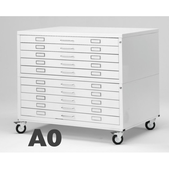 Cassettiera Portadisegni con ruote 10 Cassetti A0 Bianco componibile orizzontale-Leggi tutto