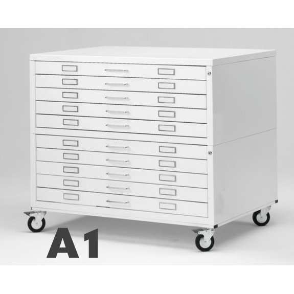 PREMIUM Meuble à tiroirs à roulettes 10 tiroirs A1 White Horizontal sectionnel cm 116x75.5x98h-Lire la description