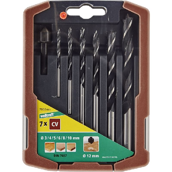 1 juego de brocas para madera CV de 7 piezas,   3-10 mm + avellanador-Leer más