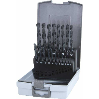 Juego de 19 brocas helicoidales DIN 338 tipo N HSS-R laminadas-Leer más