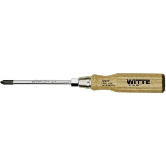 96602 - Destornillador Phillips punta negra con mango de madera (PH2x100)-Leer más