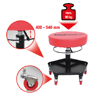 Tabouret de mécanicien sur roulette réglable en hauteur KSTOOLS-Lire la description