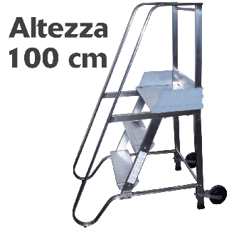 Scala a castello sgabello - SG in acciaio INOX e alluminio - 4 Scalini H 100 cm-Leggi tutto