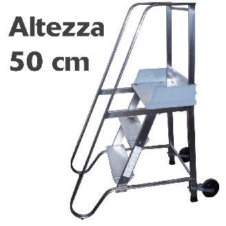 Scala a castello sgabello - SG in acciaio INOX e alluminio - 2 Scalini H 50 cm-Leggi tutto