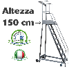 Scala a Castello Palchetto 6 SCALINI H 150 CM Magazzino Industria in acciaio INOX e alluminio Certificata D. Lgs. n°