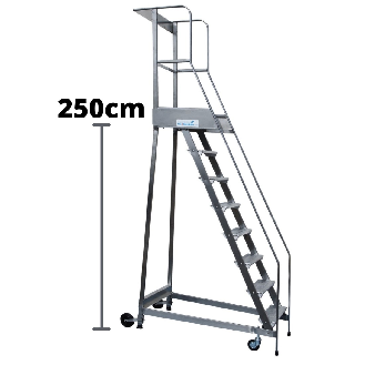 Scala a Castello Palchetto 10 SCALINI H 250 CM Magazzino Industria in acciaio INOX e alluminio Certificata D. Lgs. n-Leggi tutto