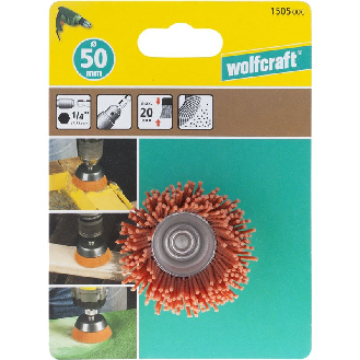 1 cepillo de copa de alambre de nylon, agresivo, vást. hexagonal Ø 50 mm-Leer más