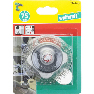 1 cepillo de copa de alambre de acero inoxidable vást. hexagonal Ø 75 mm-Leer más