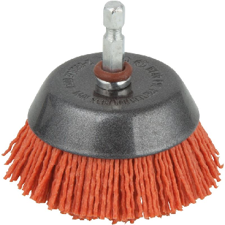 1 cepillo de copa de alambre de nylon, agresivo vást. hexagonal Ø 65 mm-Leer más