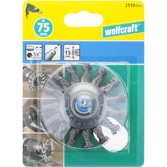 1 cepillo de disco de alambre de acero vást. hexagonal Ø 75 x 15 mm-Leer más