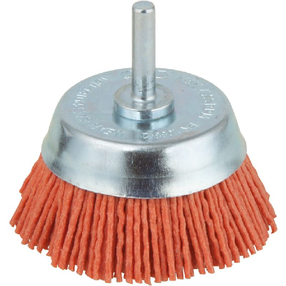 1 cepillo de copa de alambre de nylon, agresivo vást. 6 mm Ø 65 mm-Leer más