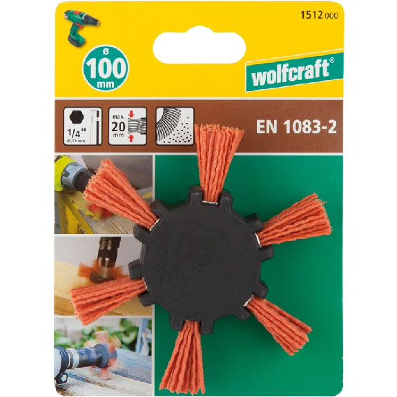 1 cepillo de abanico de alambre de nylon vást. hexagonal Ø 100 x 20 mm-Leer más