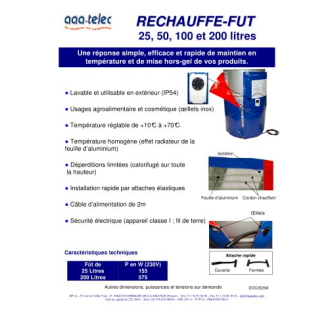 Réchauffeur pour cuve IBC 1000 L, IP54 2000W avec couvercle calorifugé-Lire la description