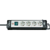 Base de tomas múltiples Premium-Line gris claro/ negra 4 tomas y 5 m de cable