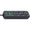 Base de tomas múltiples Eco-Line negra con interruptor 3 tomas y 5 m de cable