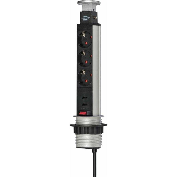 Base de tomas múltiples retráctil para mesas Tower Power con puertos USB 3 + 2 USB-Leer más