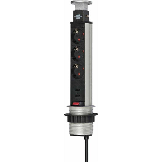 Base de tomas múltiples retráctil para mesas Tower Power con puertos USB 3 + 2 USB-Leer más