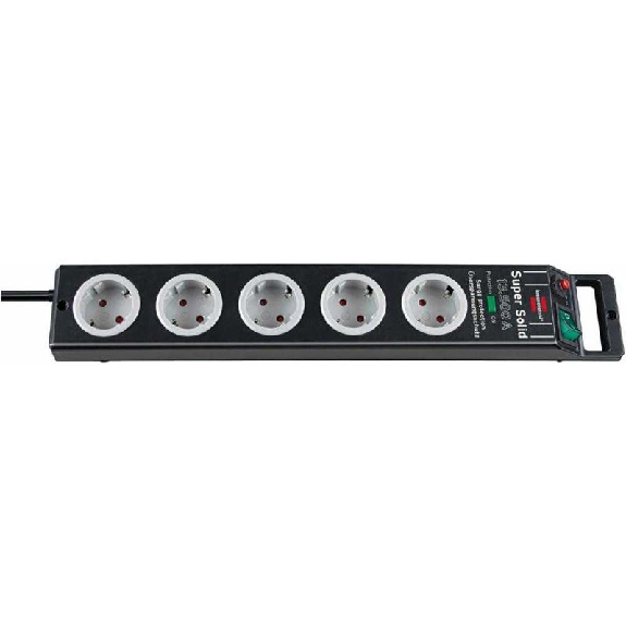 Base de tomas múltiples Super-Solid negra con salida de cable opuesto y protección 5-Leer más