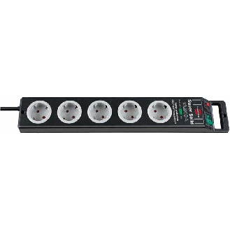 Base de tomas múltiples Super-Solid negra con salida de cable opuesto y protección 5-Leer más