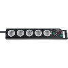 Base de tomas múltiples Super-Solid negra con salida de cable opuesto y protección 5