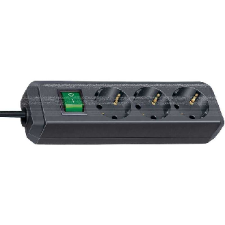 Base de tomas múltiples Eco-Line negra con interruptor 3 tomas y 3 m de cable-Leer más