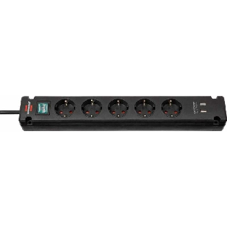 Base de tomas múltiples Bremounta con puertos USB 5 tomas + 2 USB y color negro-Leer más