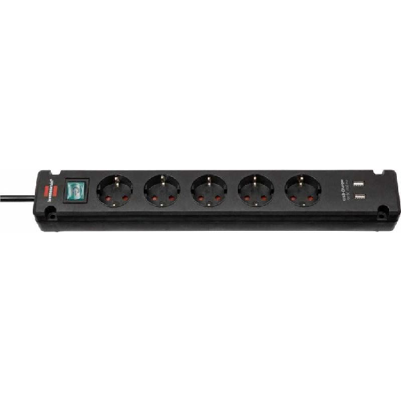 Base de tomas múltiples Bremounta con puertos USB 5 tomas + 2 USB y color negro-Leer más