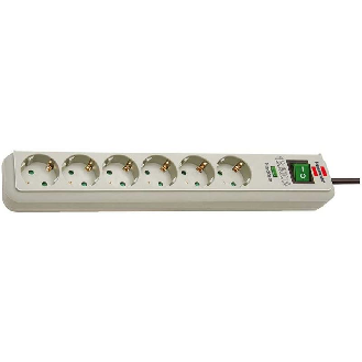 Base de tomas múltiples Eco-Line con protección 6 tomas Color Gris PC y 1.5 m de cable-Leer más
