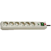 Base de tomas múltiples Eco-Line con protección 6 tomas Color Gris PC y 1.5 m de cable
