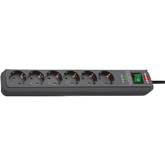 Base de tomas múltiples Eco-Line con protección 6 tomas Antracita y 1.5m de cable-Leer más