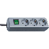 Base de tomas múltiples Eco-Line gris plata con interruptor 3 tomas y 1.5 m de cable
