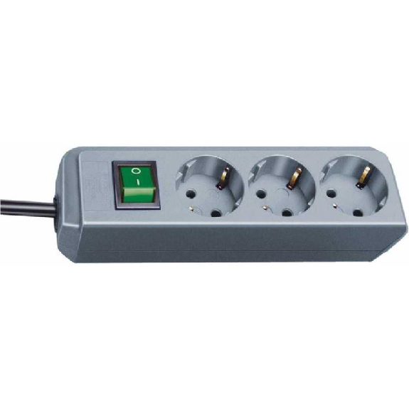 Base de tomas múltiples Eco-Line gris plata con interruptor 3 tomas y 1.5 m de cable-Leer más