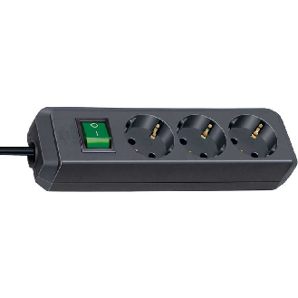 Base de tomas múltiples Eco-Line negra con interruptor 3 tomas y 1.5 m de cable-Leer más