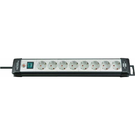 Base de tomas múltiples Premium-Line gris claro/negra 8 tomas y 3 m de cable-Leer más