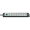 Base de tomas múltiples Premium-Line gris claro/negra 8 tomas y 3 m de cable