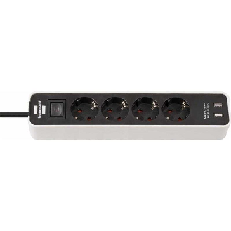 Base de tomas múltiples Ecolor con diseño compacto 4 tomas + 2 USB y color blanco-Leer más