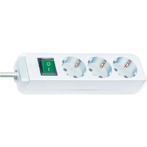 Base de tomas múltiples Eco-Line blanca con interruptor 3 tomas y 5 m de cable-Leer más