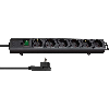 Base de tomas múltiples Comfort-Line Plus negra con clavija plana 6
