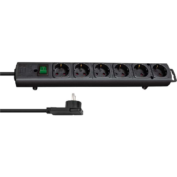 Base de tomas múltiples Comfort-Line Plus negra con clavija plana 6-Leer más