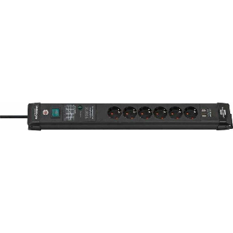 Base de tomas múltiples de color negro con protección Premium-Line 6+2 tomas+cable 3m-Leer más