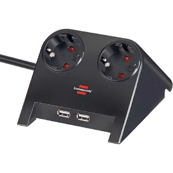 Plusieurs plans de bureau avec 2 coups et 2 ports noirs et couleur noire-Beschreibung lesen