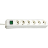 Base de tomas múltiples Eco-Line blanca con interruptor 6 tomas y 3 m de cable