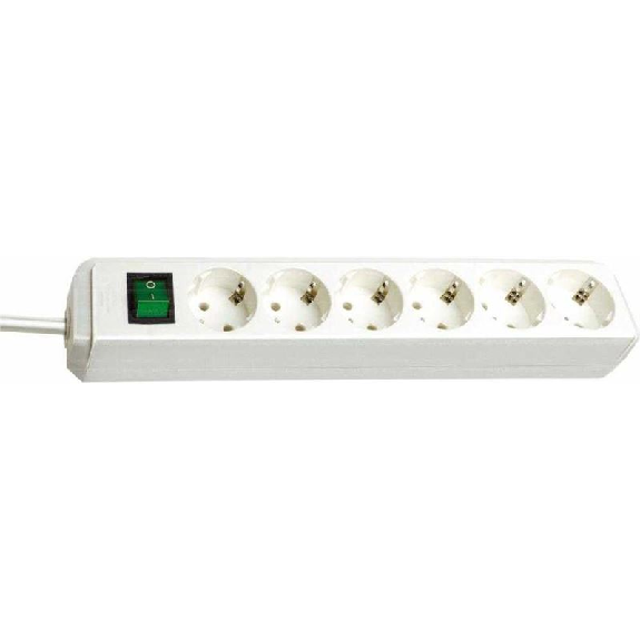 Base de tomas múltiples Eco-Line blanca con interruptor 6 tomas y 3 m de cable-Leer más