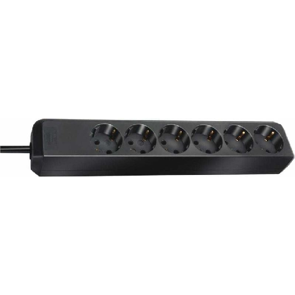 Base de tomas múltiples Eco-Line negra 6 tomas y 1.5 m de cable-Leer más
