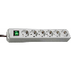 Base de tomas múltiples Eco-Line gris claro con interruptor 6 tomas y 1.5 m de cable