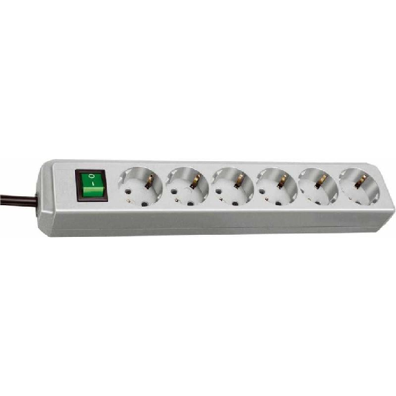 Base de tomas múltiples Eco-Line gris claro con interruptor 6 tomas y 1.5 m de cable-Leer más